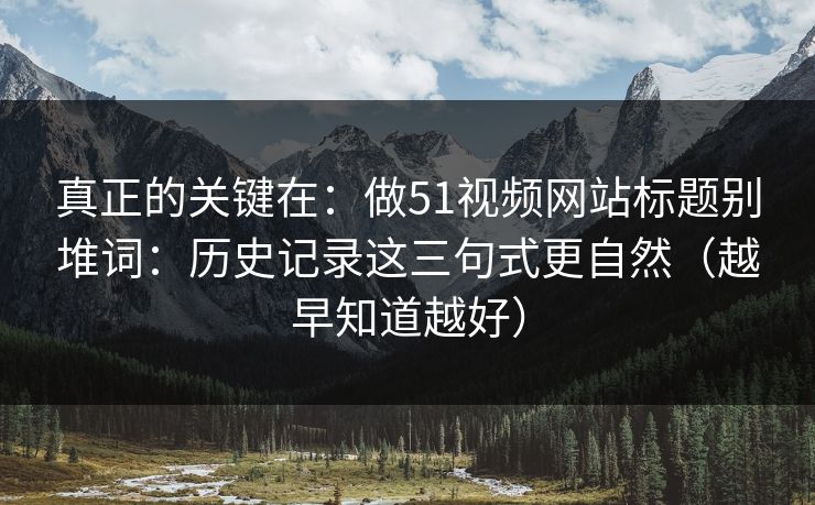 真正的关键在：做51视频网站标题别堆词：历史记录这三句式更自然（越早知道越好）